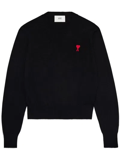 Ami Alexandre Mattiussi Men's Jet Black And Scarlet Wool Sweater