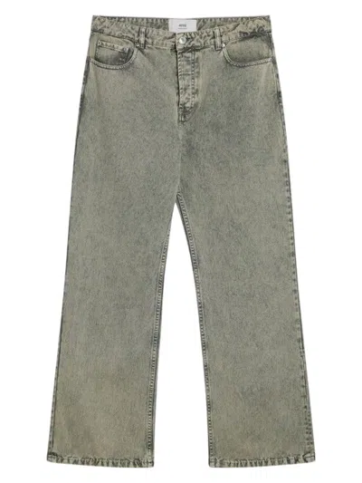 AMI ALEXANDRE MATTIUSSI MEN'S LAUREL GREEN FADED EFFECT JEANS