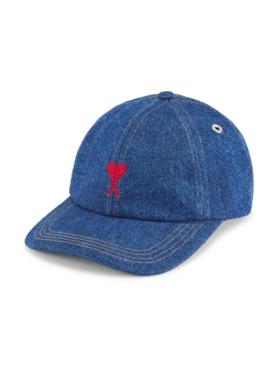 Ami Alexandre Mattiussi Men's Logo-embroidered Baseball Cap In Used Blue