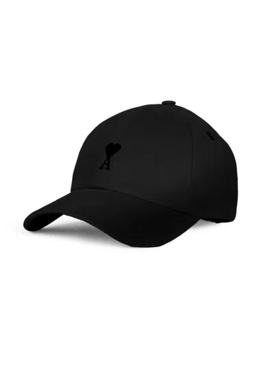 Ami Alexandre Mattiussi Men's Logo-embroidered Cotton Gabardine Baseball Cap In Black