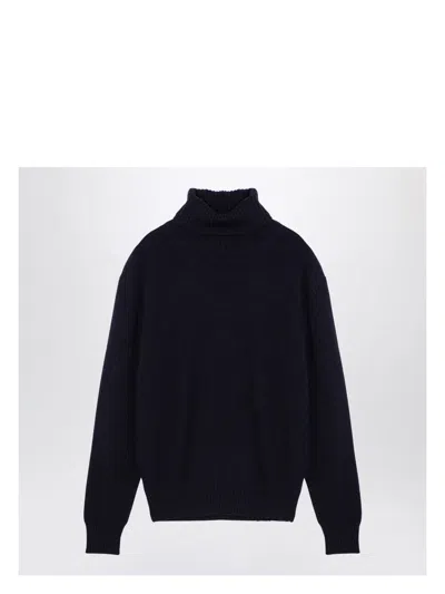 Ami Alexandre Mattiussi Men's Navy Cashmere Turtleneck Jumper Sweater In Blue