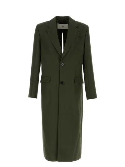 AMI ALEXANDRE MATTIUSSI MEN'S OLIVE WOOL COAT