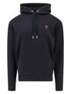 Ami Alexandre Mattiussi Hoodie Sweatshirt With Red Ami De Coeur Patch In Black