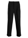 Ami Alexandre Mattiussi Wool Wide-leg Pant Cropped Length In Black