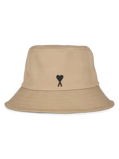 Ami Alexandre Mattiussi Men's Quota Ami De Coeur Cotton Bucket Hat In Brown