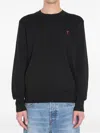 Ami Alexandre Mattiussi Ami Paris Ami De Coeur Wool Crewneck Sweater In Black