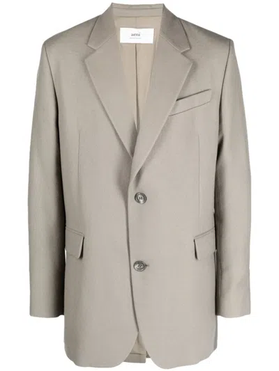 Ami Alexandre Mattiussi Virgin Wool Single-breasted Coat In Beige