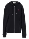 Ami Alexandre Mattiussi Zip-up Hoodie With Kangaroo Pocket And Drawstring Hood In Black