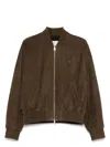 Ami Alexandre Mattiussi Khaki Zipped Suede Jacket In Black