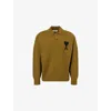 Ami Alexandre Mattiussi Mens Bronze/noir Ami De Coeur Logo-intarsia Wool Knitted Jumper In Gold