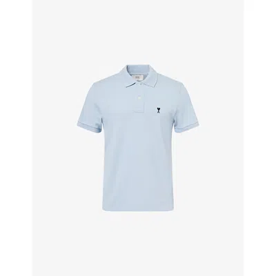 Ami Alexandre Mattiussi Mens Ciel Ami De Coeur Short-sleeve Cotton-jersey Polo Shirt In Blue