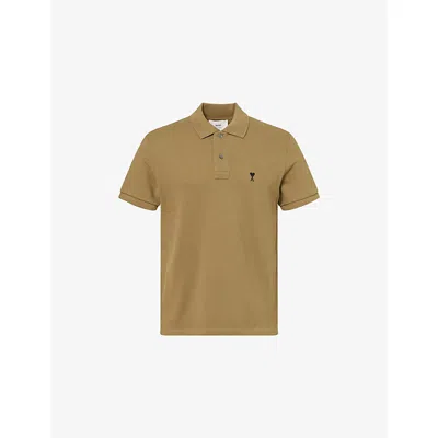 Ami Alexandre Mattiussi Mens Bronze Ami De Coeur Short-sleeve Cotton-jersey Polo Shirt In Brown