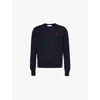 Ami Alexandre Mattiussi Ami Navy Blue Cotton Jersey Sweater With Signature Embroidered Motif In Navy Blue