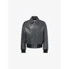 Ami Alexandre Mattiussi Mens Anthracite Regular-fit Spread-collar Leather Jacket In Gray