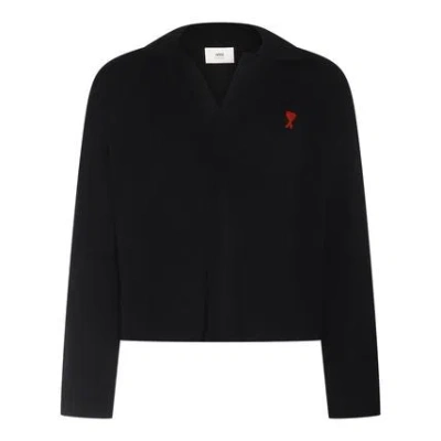 Ami Alexandre Mattiussi Mens Black Organic Cotton Polo Shirt For Ss24