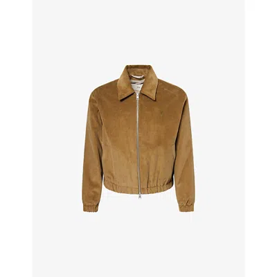 Ami Alexandre Mattiussi Mens Embroidered-logo Long-sleeve Corduroy Jacket Bronze In Brown