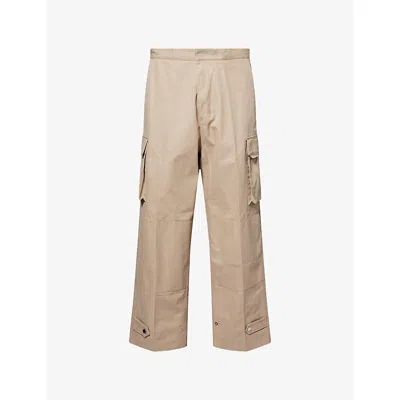 Ami Alexandre Mattiussi Mens Cafe Creme Wide-leg Cargo Cotton Trousers In Brown