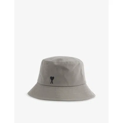 Ami Alexandre Mattiussi Mens Carbone Tonal Embroidered-logo Cotton Bucket Hat In Neutral