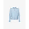 Ami Alexandre Mattiussi Mens Ciel Logo-embroidery Long-sleeve Wool-blend Knitted Polo Shirt Xl In Blue