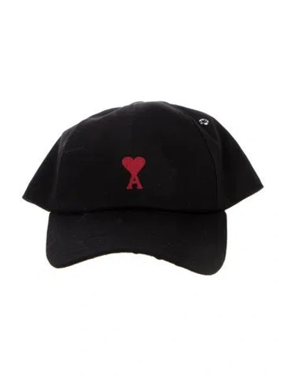 Pre-owned Ami Alexandre Mattiussi Mens Embroidered Cap In Black
