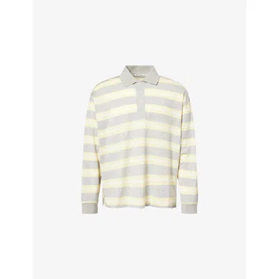 Ami Alexandre Mattiussi Mens Gris Chine Clair Ami De Coeur Embroidered Stripe Cotton Polo Shirt In Multi
