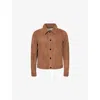Ami Alexandre Mattiussi Mens Noisette Pointed-collar Embossed-logo Leather Jacket In Brown