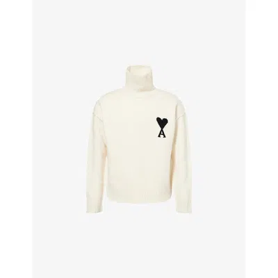 AMI ALEXANDRE MATTIUSSI MENS AMI PARIS TURTLE-NECK LOGO WOOL JUMPER