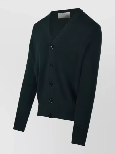 Ami Alexandre Mattiussi Merino Cardigan V Neck Long Sleeves In Black