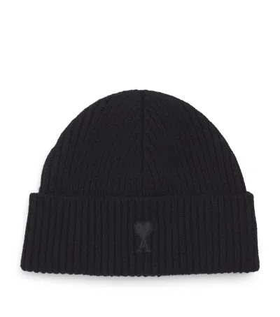 AMI ALEXANDRE MATTIUSSI MERINO LOGO BEANIE