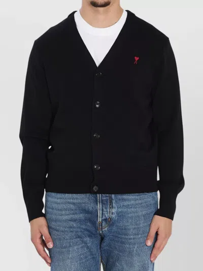AMI ALEXANDRE MATTIUSSI MERINO WOOL CARDIGAN V-NECKLINE