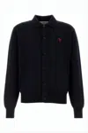 Ami Alexandre Mattiussi Merino Wool Cardigan With Button-up Front In Black