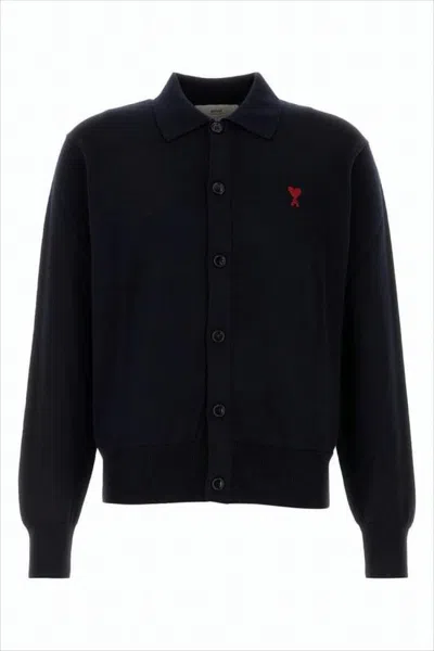 AMI ALEXANDRE MATTIUSSI MERINO WOOL CARDIGAN WITH BUTTON-UP FRONT