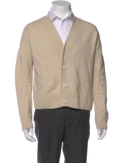 Pre-owned Ami Alexandre Mattiussi Merino Wool V-neck Cardigan In Neutral