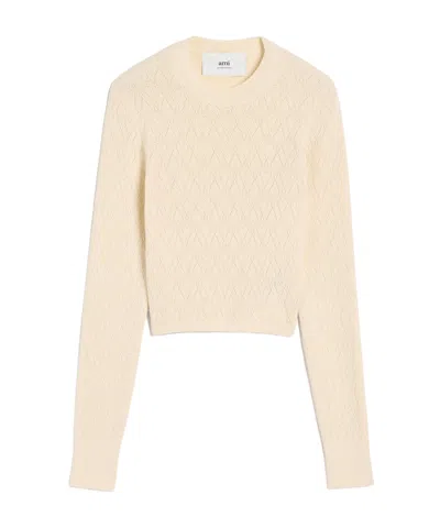 Ami Alexandre Mattiussi Mesh Round-neck Sweater In Nude