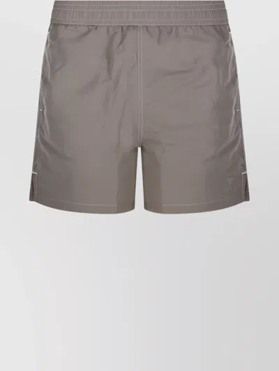 Ami Alexandre Mattiussi Mid-length Beach Shorts Side Slits In Gray