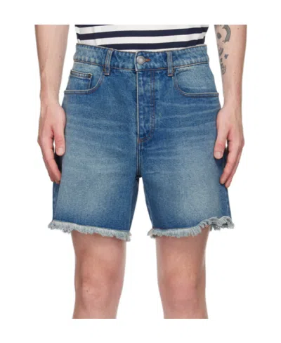 Ami Alexandre Mattiussi Middle Waist Straight Denim Shorts In Blue