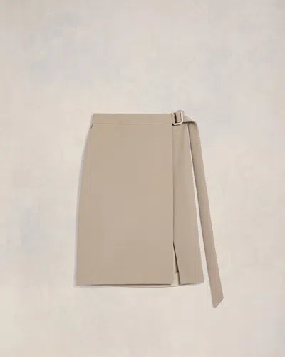 Ami Alexandre Mattiussi Virgin Wool Wrap Midi Skirt In Neutrals