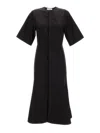 Ami Alexandre Mattiussi Midi Black Dress With Short Sleeves And Hidden Tab In Cotton Woman In Black