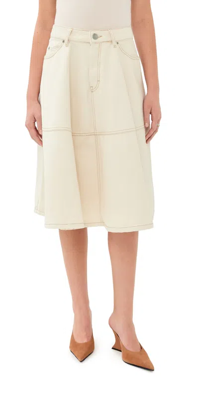 Ami Alexandre Mattiussi Melange Ivory Denim Skirt In Neutral