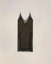 Ami Alexandre Mattiussi Thin Strap Midi-dress In Dark Coffee/  Black