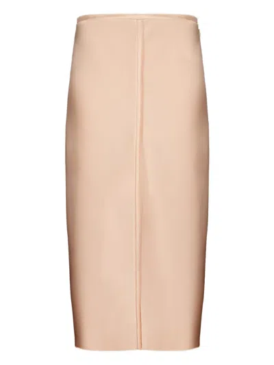 Ami Alexandre Mattiussi Midi Satin Skirt In Pink