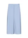 Ami Alexandre Mattiussi Midi Skirt With Seam Detailing And Side Slit In Blue