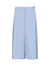 Ami Alexandre Mattiussi Midi Skirt With Seam Detailing And Side Slit In Blue