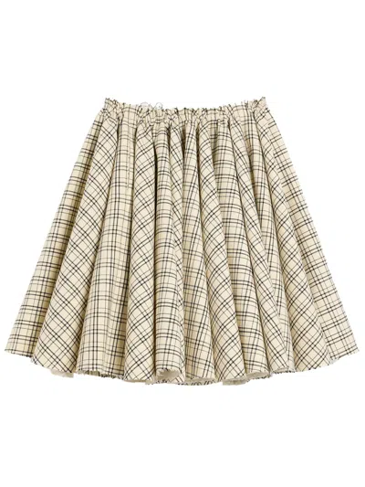 Ami Alexandre Mattiussi Checked-pattern Midi Skirt In Neutral