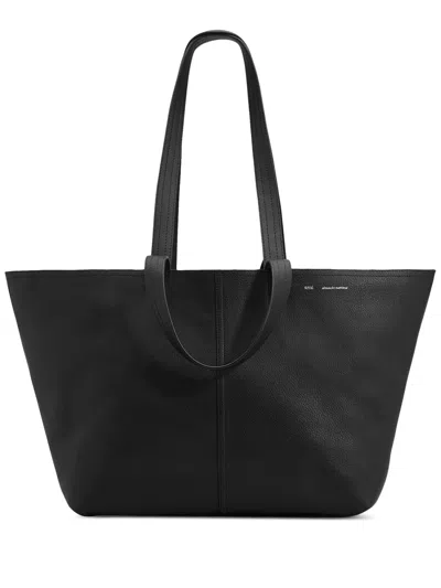 Ami Alexandre Mattiussi Black Leather Midi Maxi Tote Bag Black