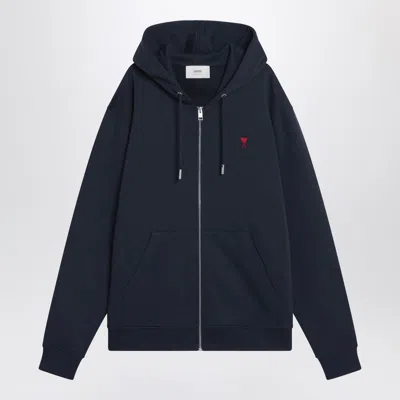 AMI ALEXANDRE MATTIUSSI MIDNIGHT BLUE AMI DE COEUR ZIP-UP SWEATSHIRT