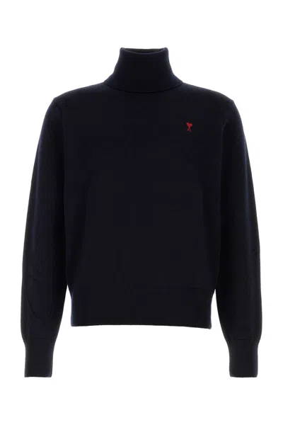 AMI ALEXANDRE MATTIUSSI MIDNIGHT BLUE WOOL SWEATER