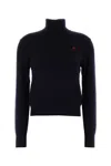 Ami Alexandre Mattiussi Wool Turtleneck Sweater With Ribbed Cuffs And Hem In Black