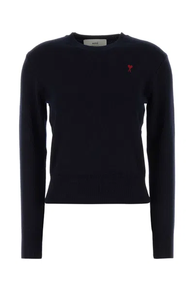 AMI ALEXANDRE MATTIUSSI MIDNIGHT BLUE WOOL SWEATER