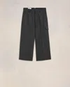 Ami Alexandre Mattiussi Military Bermuda Stripe Trousers In Dark Grey/  Off White